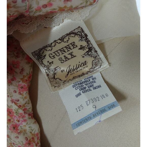 Gunne Sax Floral Corset Maxi Dress Size 9 Pink White Calico Prairie 70s Vintage - Picture 12 of 13